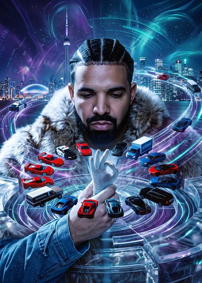 Drake with Miniature Toy Cars