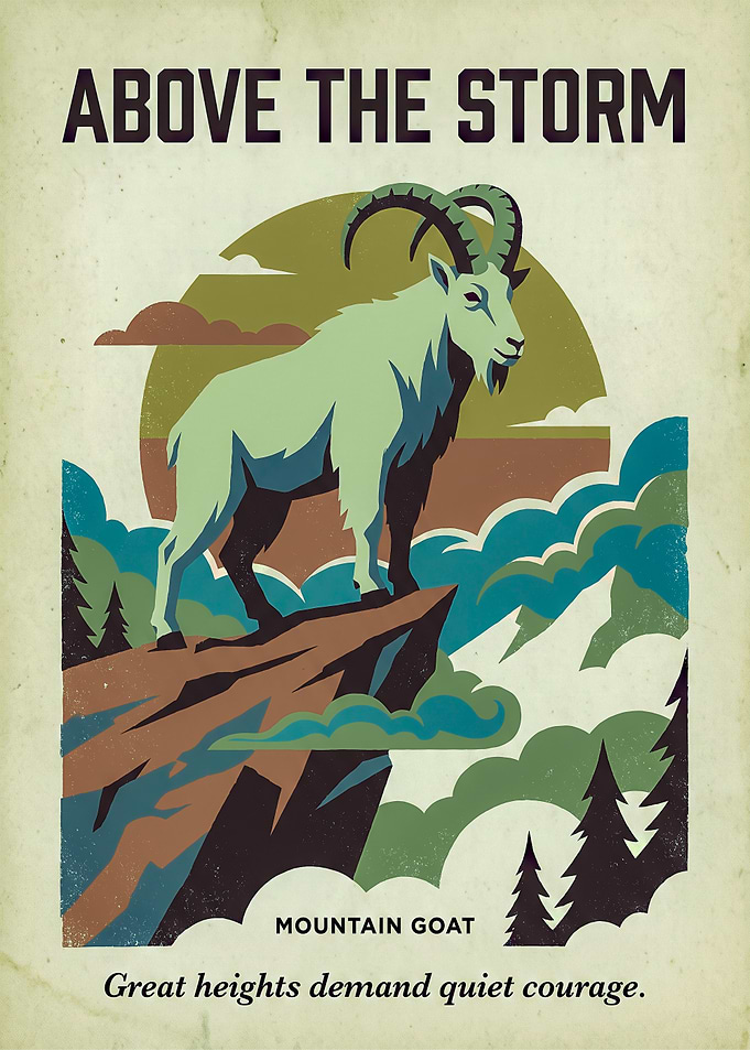 Above the Storm Mountain Goat Poster