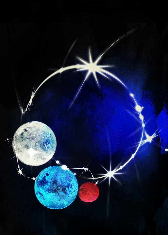 Celestial Planets and Glowing Constellation Ring