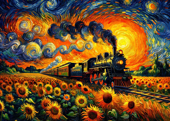 Van Gogh Style Steam Train