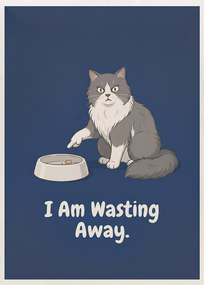 Funny Hungry Cat Poster