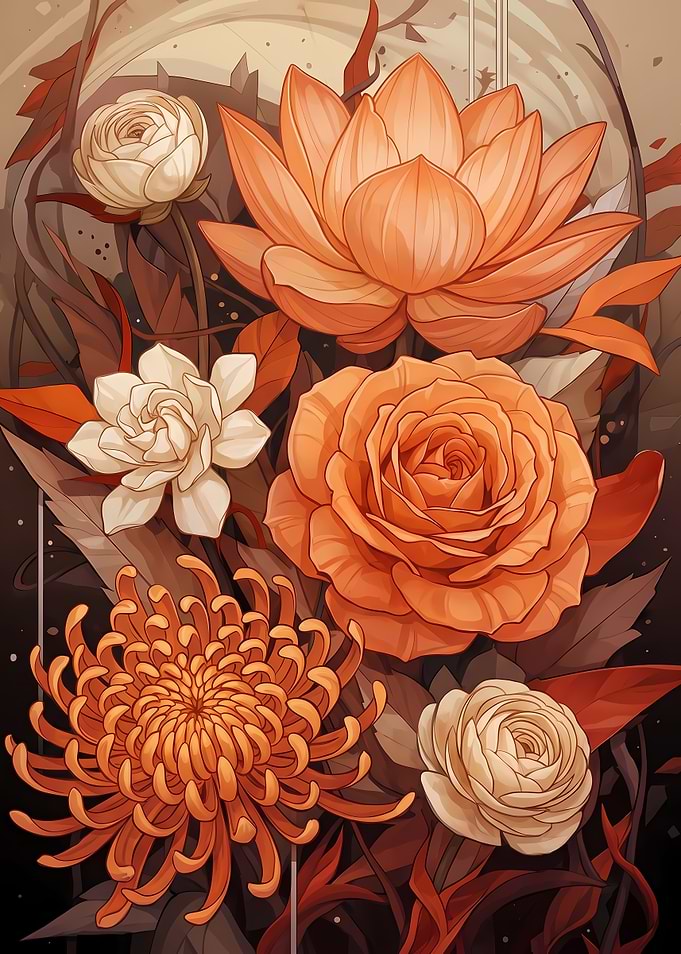 Elegant Orange and Cream Floral Arrangement