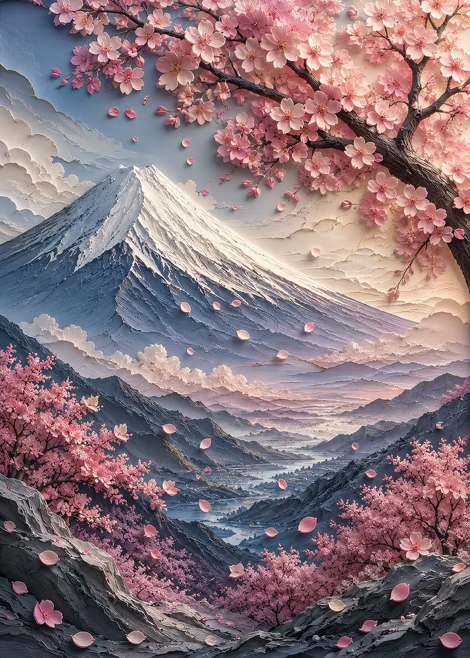 Mount Fuji with Cherry Blossoms