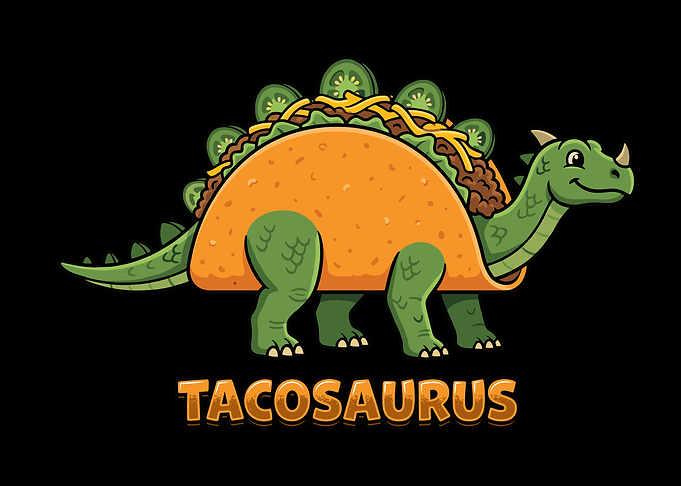Tacosaurus Dinosaur Taco Cartoon Illustration