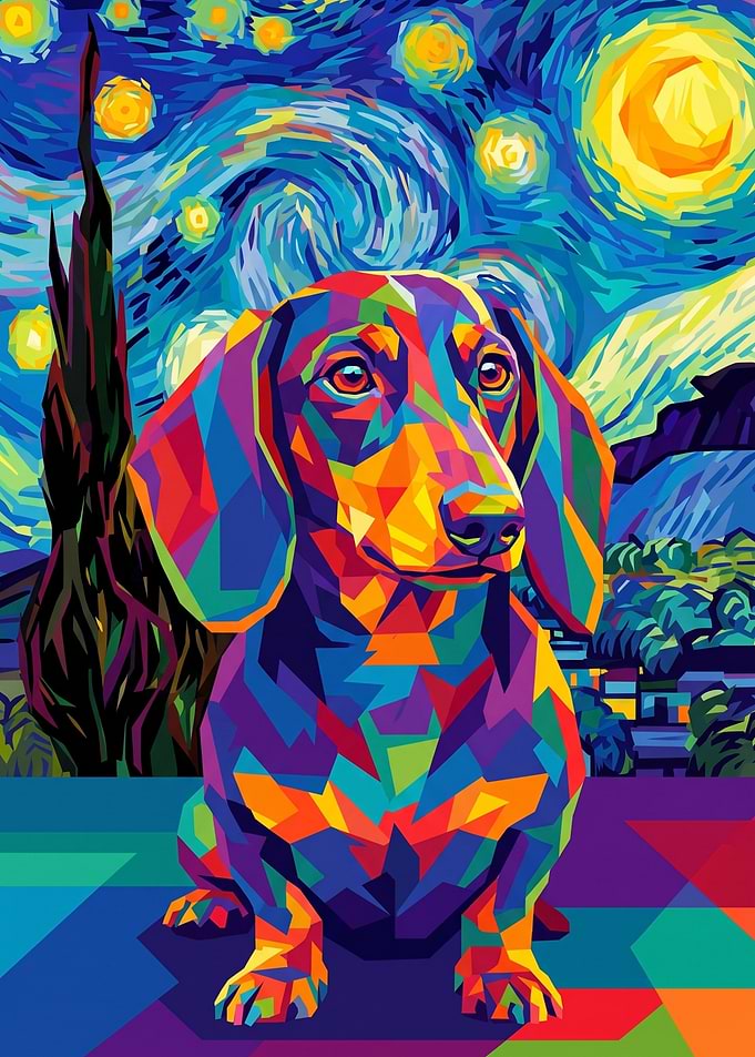 Colorful Pop Art Dachshund Portrait