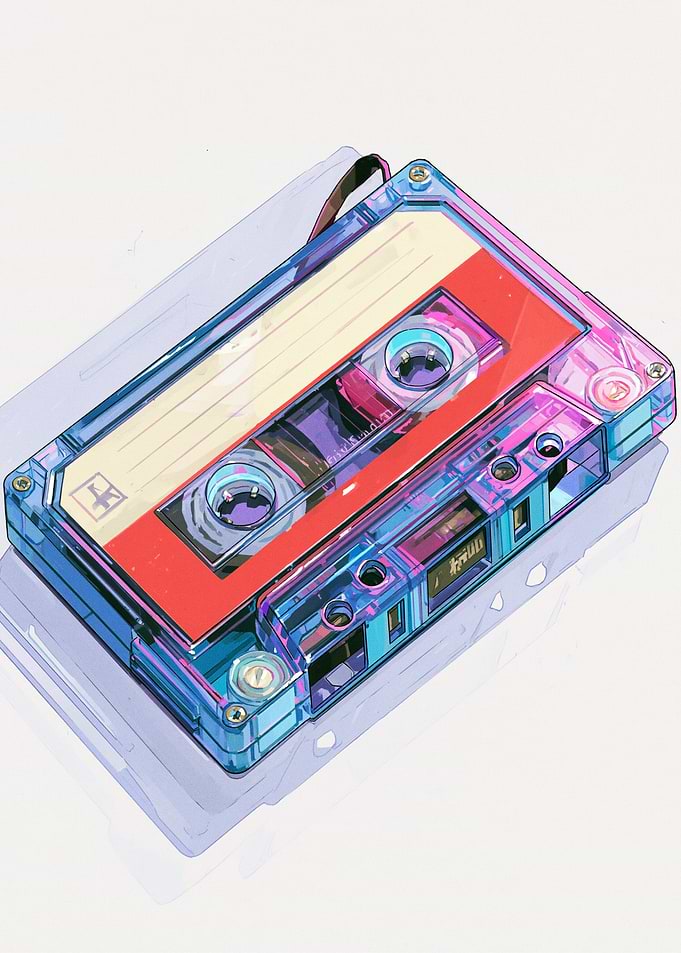 Retro Translucent Blue Cassette Tape