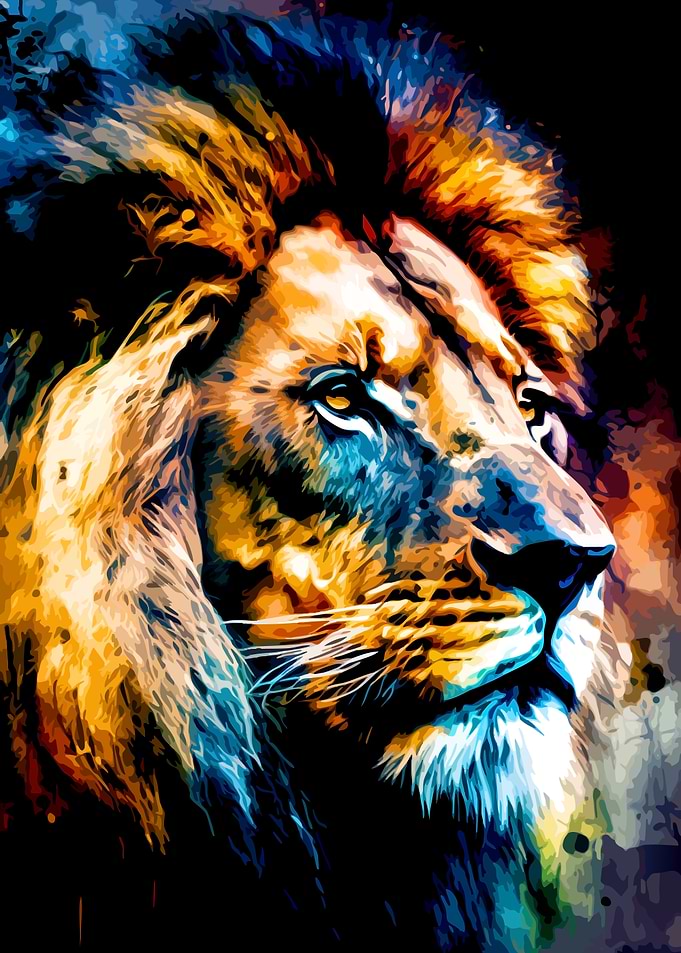 Vibrant Abstract Lion Portrait
