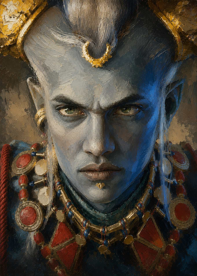 Portrait of a Fantasy Blue Elf