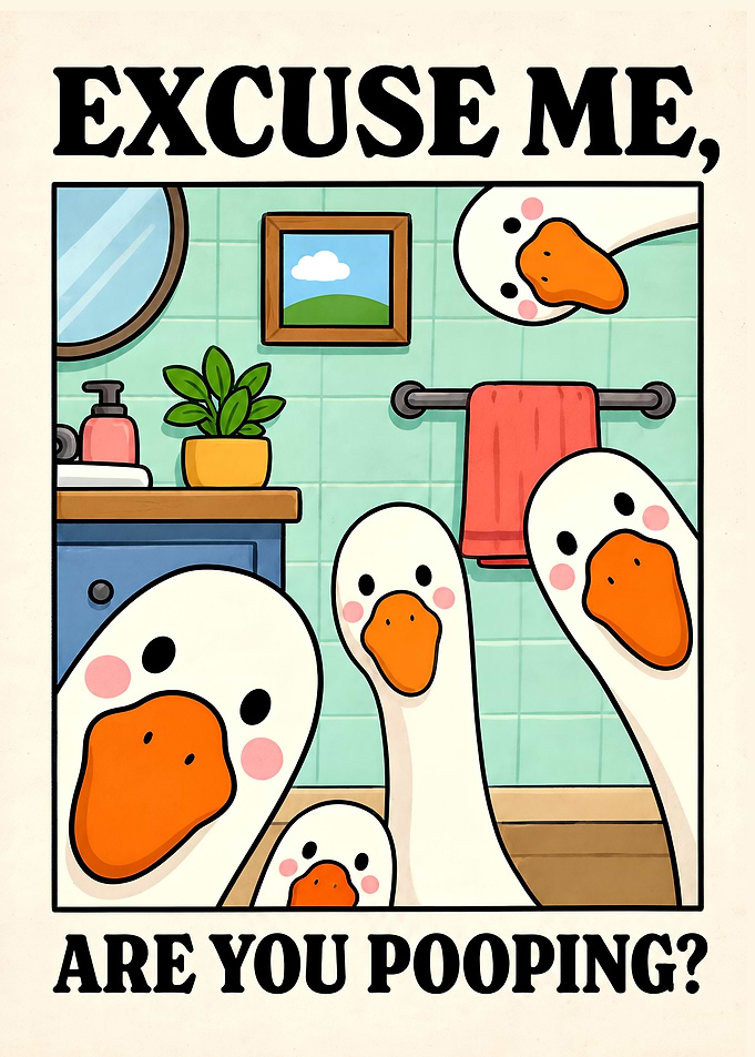 Funny Goose Bathroom Poster
