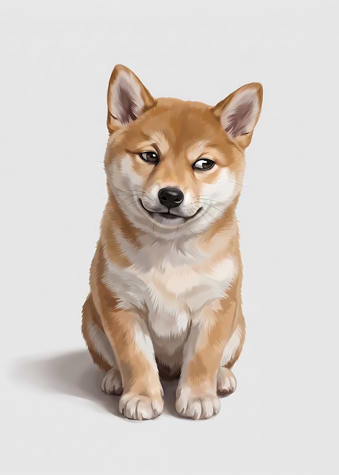 Smirking Shiba Inu Puppy Illustration