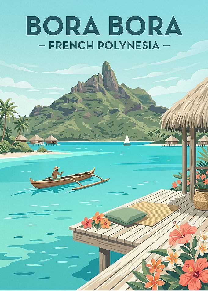 Bora Bora French Polynesia Travel Poster
