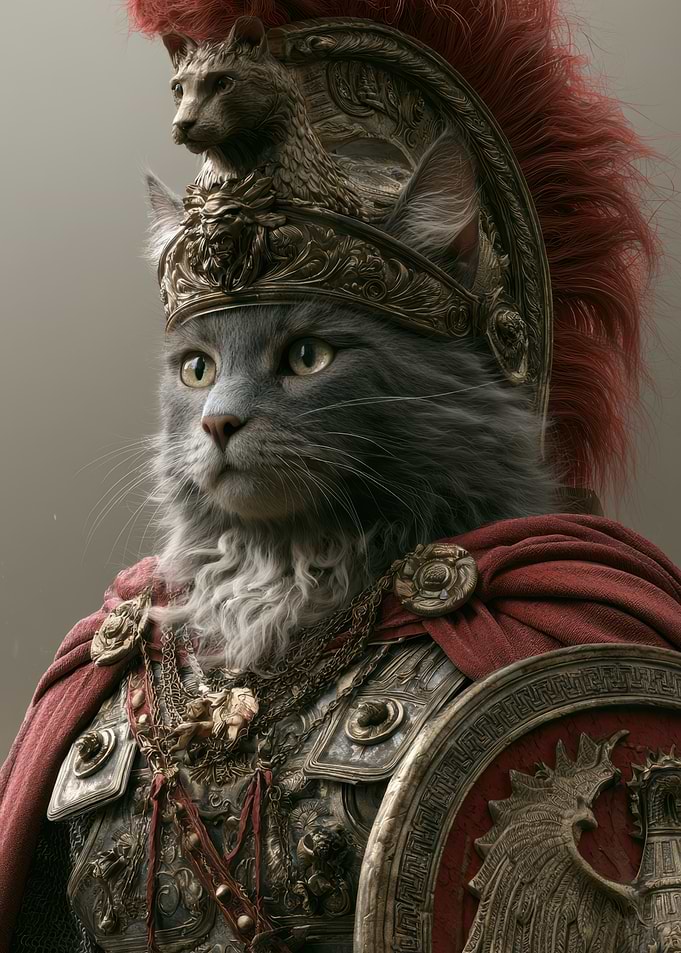 Majestic Roman Centurion Cat Warrior