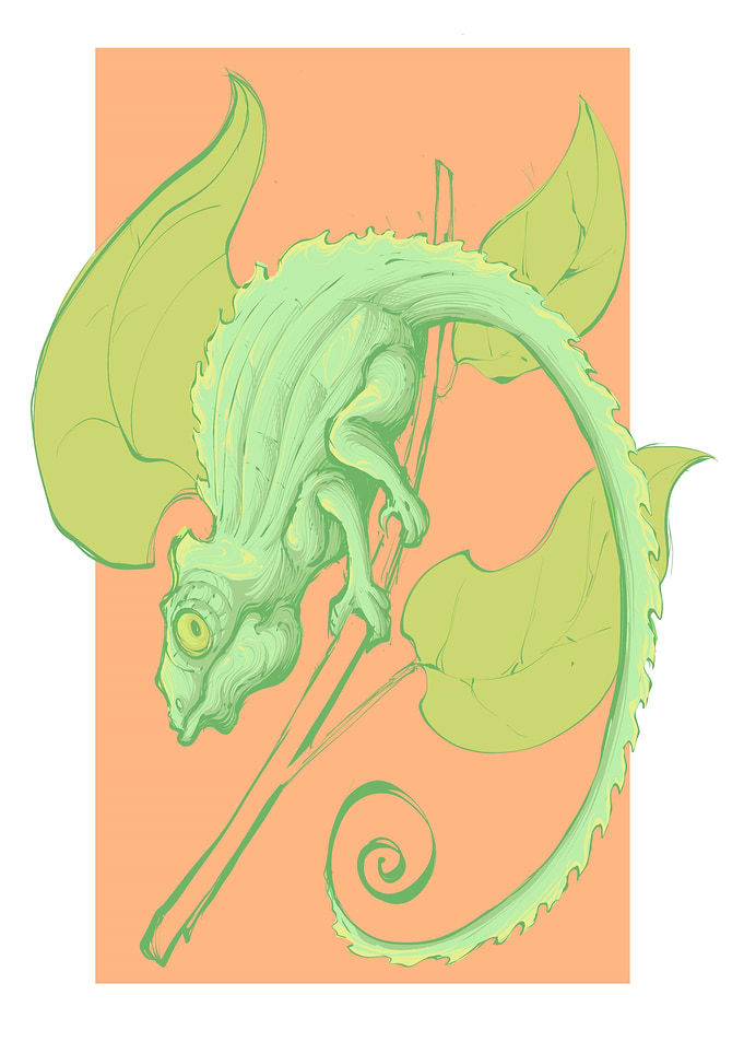 Stylized Green Chameleon Illustration