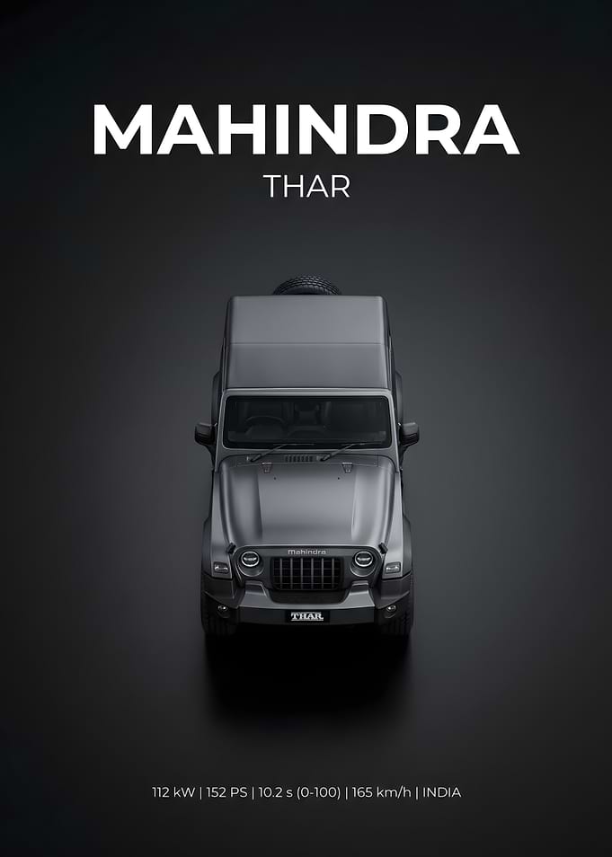 Mahindra Thar Minimalist Car Poster