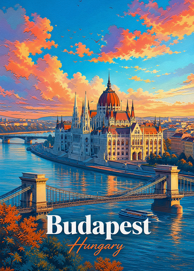 Budapest Hungary Travel Poster