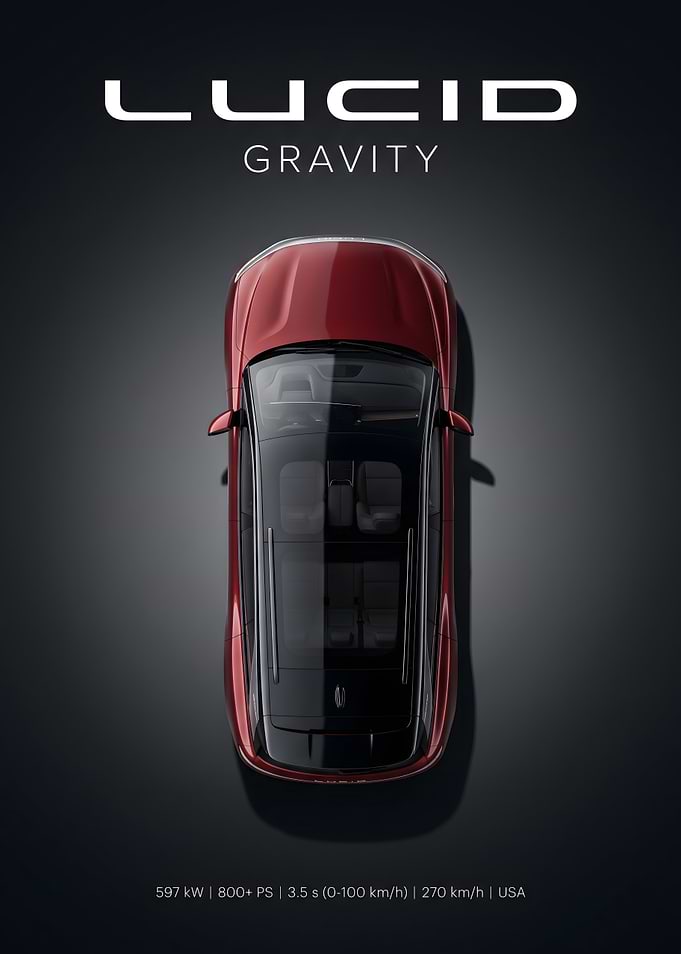 Lucid Gravity SUV Top View