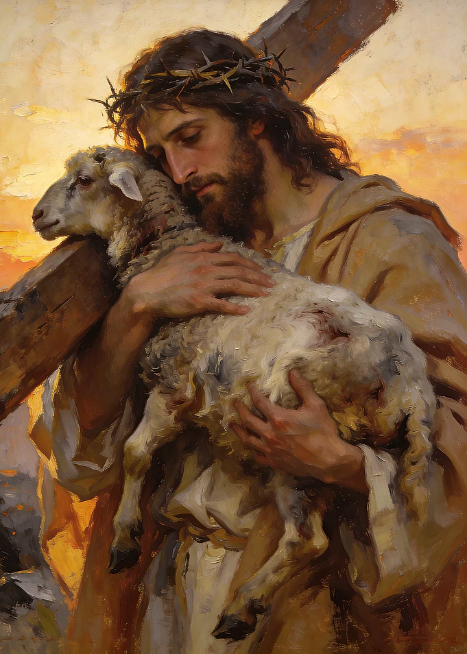 Jesus Carrying the Cross and Lamb