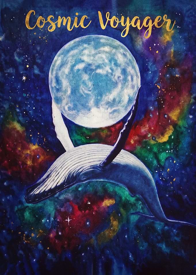 Cosmic Voyager Whale Space Art