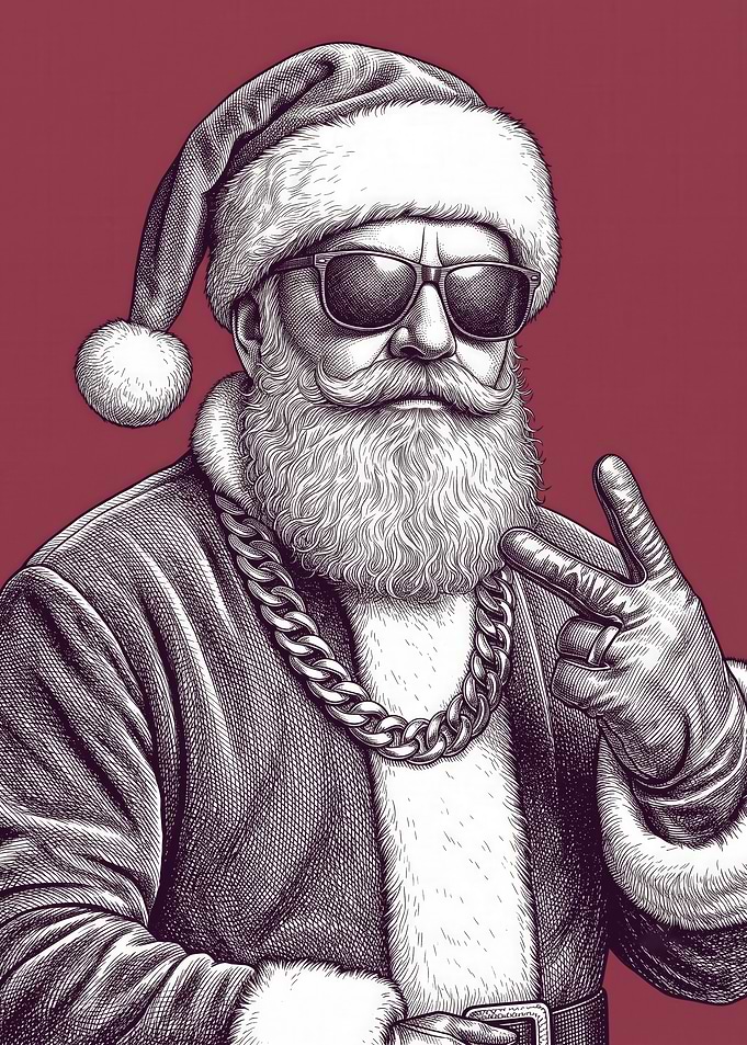 Cool Hip Hop Santa Claus Portrait
