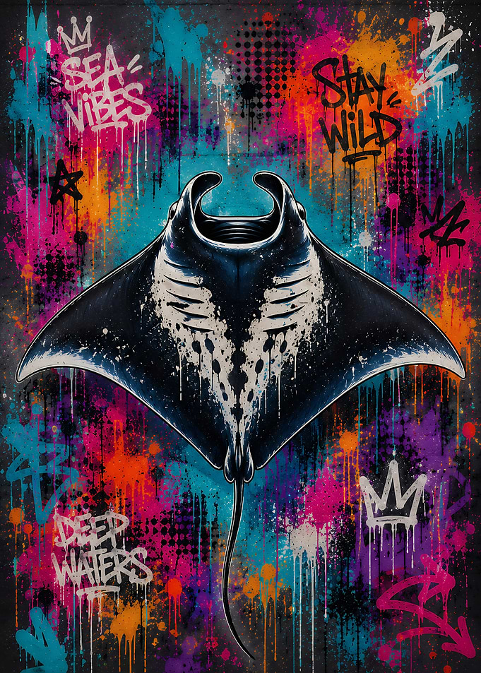 Graffiti Style Manta Ray Art