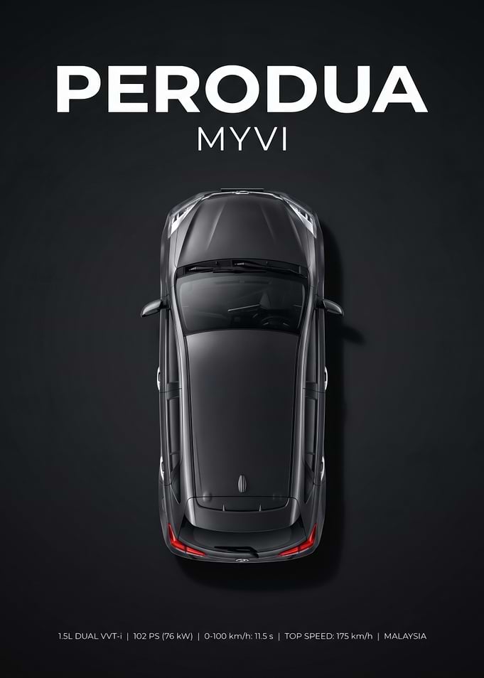 Perodua Myvi Top View Poster