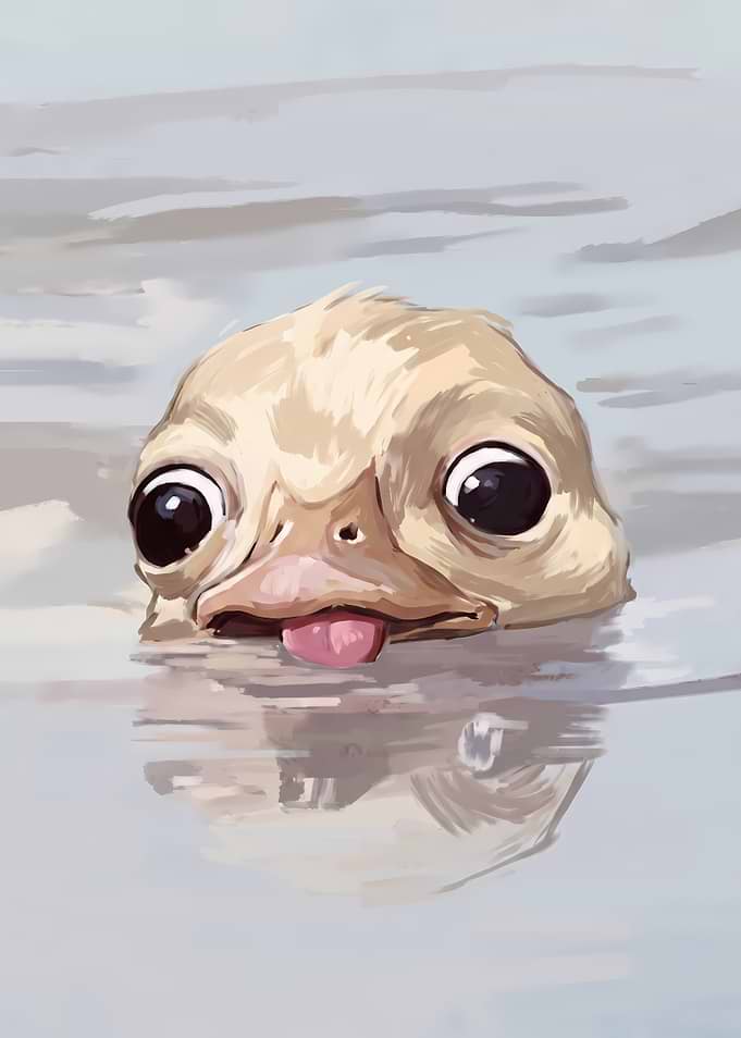 Silly Duckling Swimming in Water