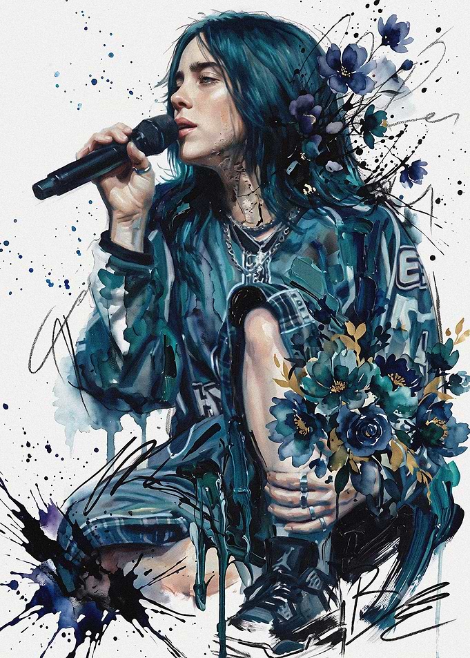 Billie Eilish Watercolor Portrait