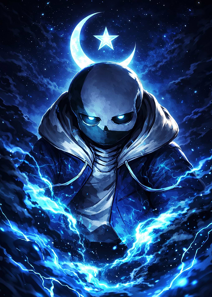 Sans Undertale Blue Lightning Aura
