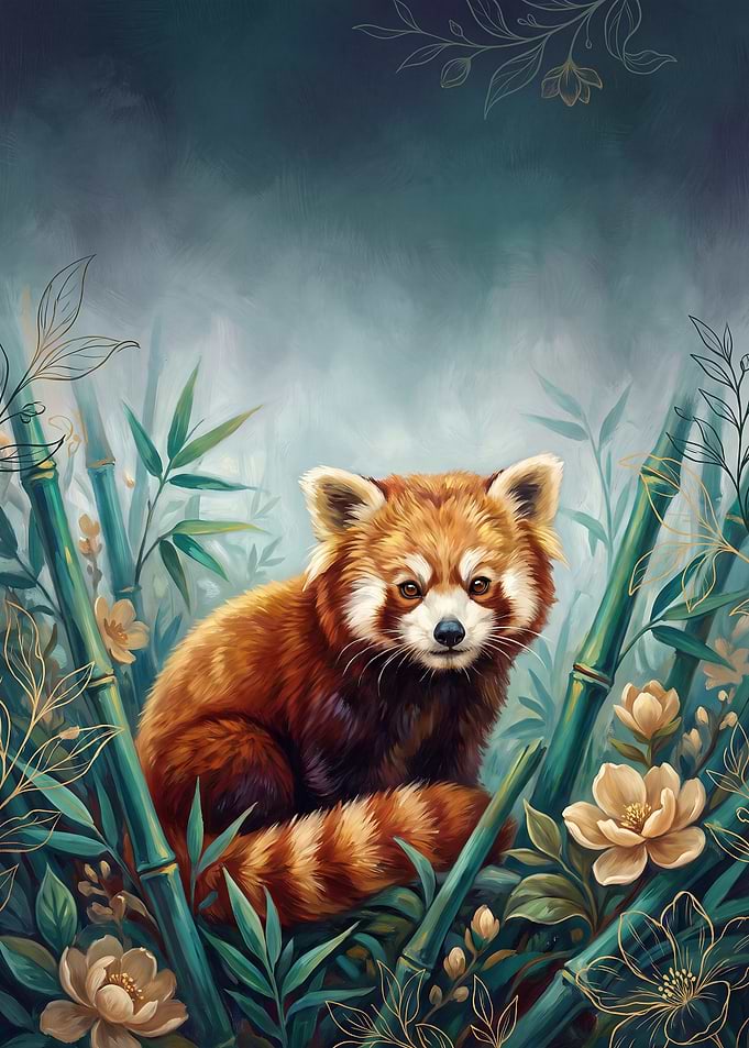 Red Panda in Bamboo Forest