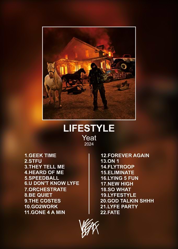 Yeat Lyfestyle Album Tracklist Poster