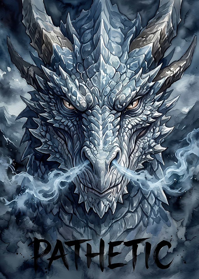 Fierce Ice Dragon Portrait