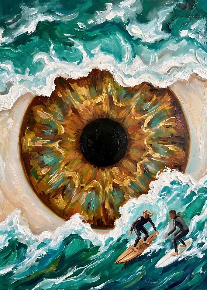 Surreal Eye Ocean Wave Painting