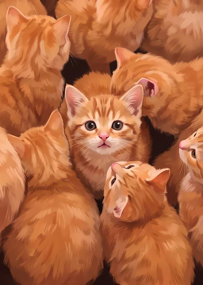 Group of Adorable Ginger Kittens