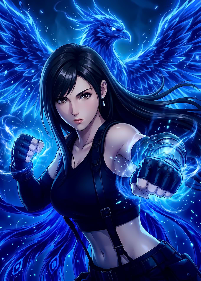 Tifa Lockhart with Blue Phoenix Aura