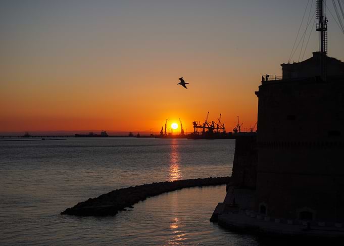 Sunset over Taranto Harbor