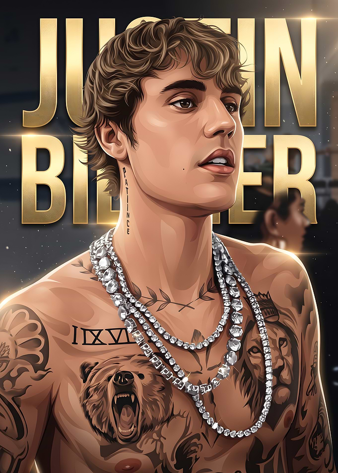 Justin Bieber Digital Portrait Art