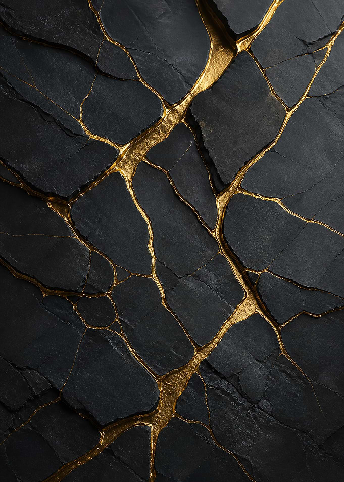 Gold Fracture Veins on Dark Slate