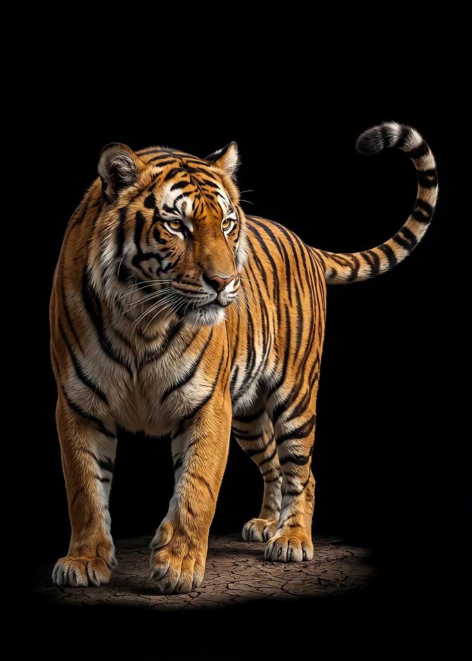 Majestic Tiger on Black Background poster