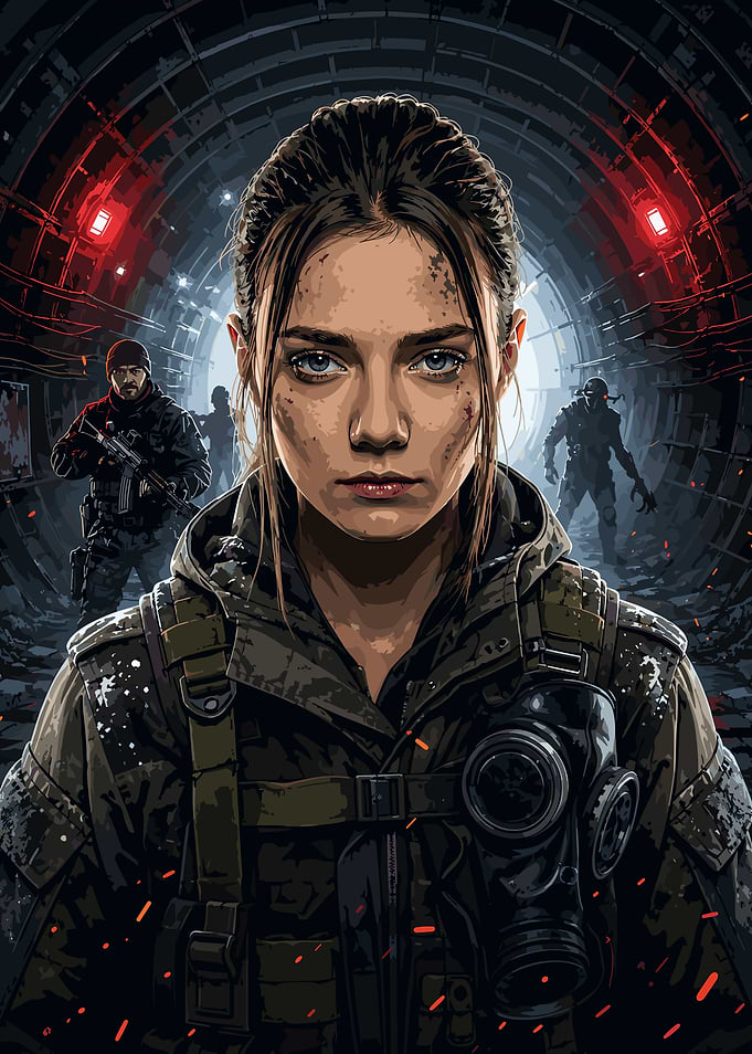 Metro 2033 Post-Apocalyptic Soldier in Dark Tunnel