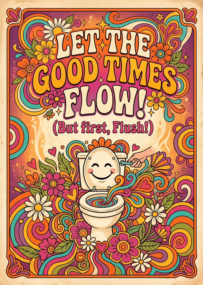 Retro Psychedelic Bathroom Poster