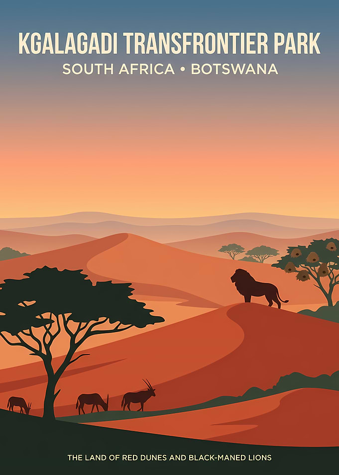 Kgalagadi Transfrontier Park Travel Poster