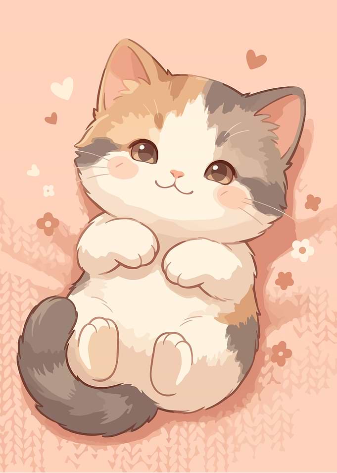 Adorable Calico Kitten Illustration