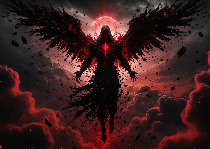 Dark Fallen Angel with Red Aura