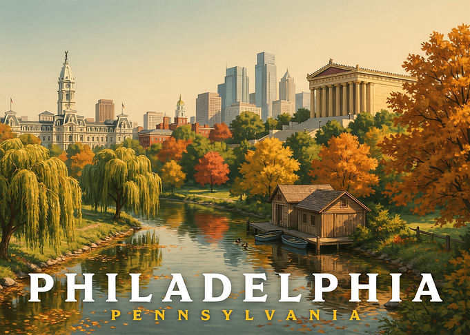 Philadelphia Pennsylvania Autumn Cityscape Poster