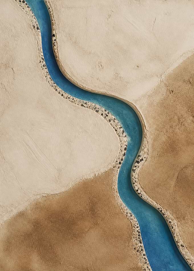 Blue Water Channel in Cream Plaster