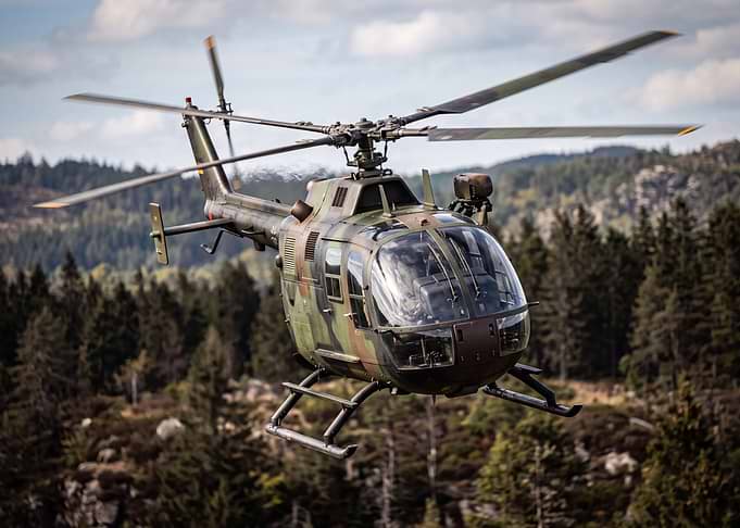 German Military Helicopter in Flight