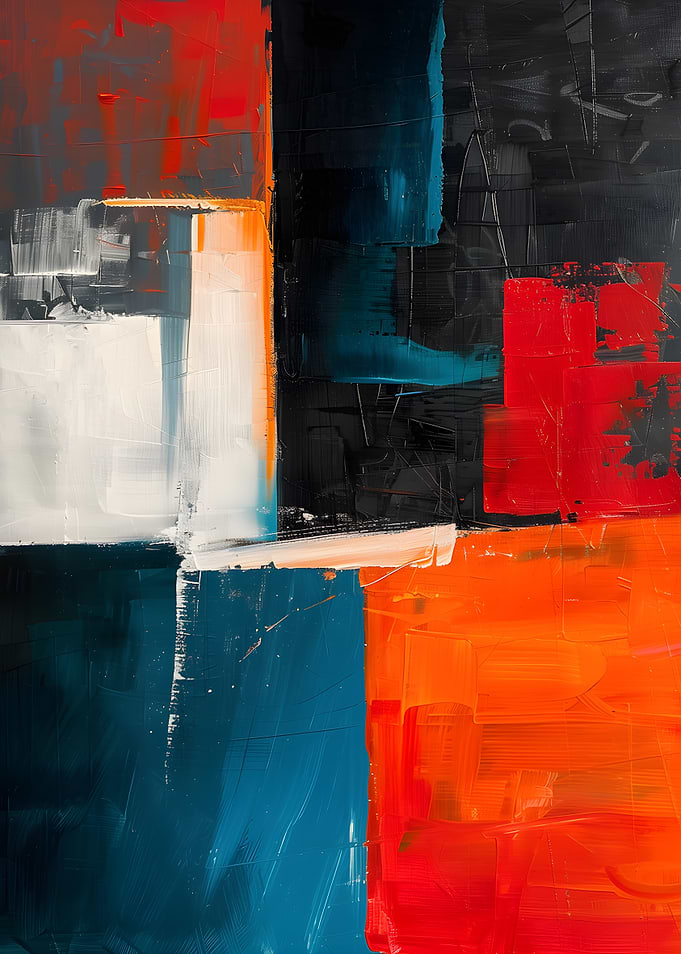 Bold Abstract Geometric Oil Painting