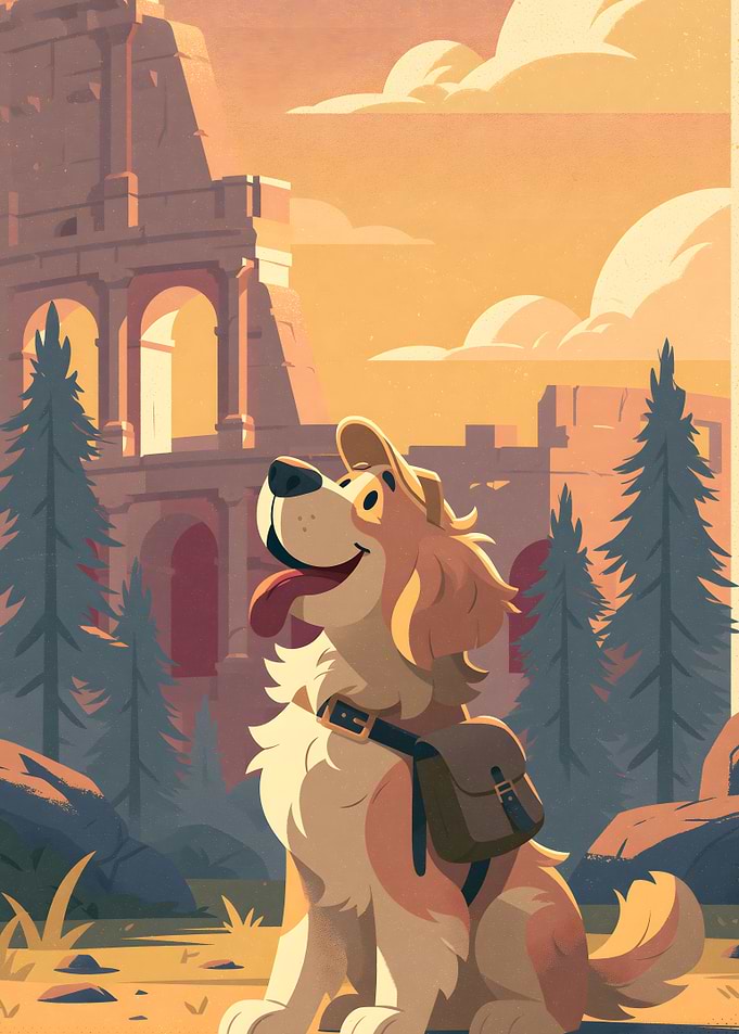 Adventurous Dog at the Colosseum