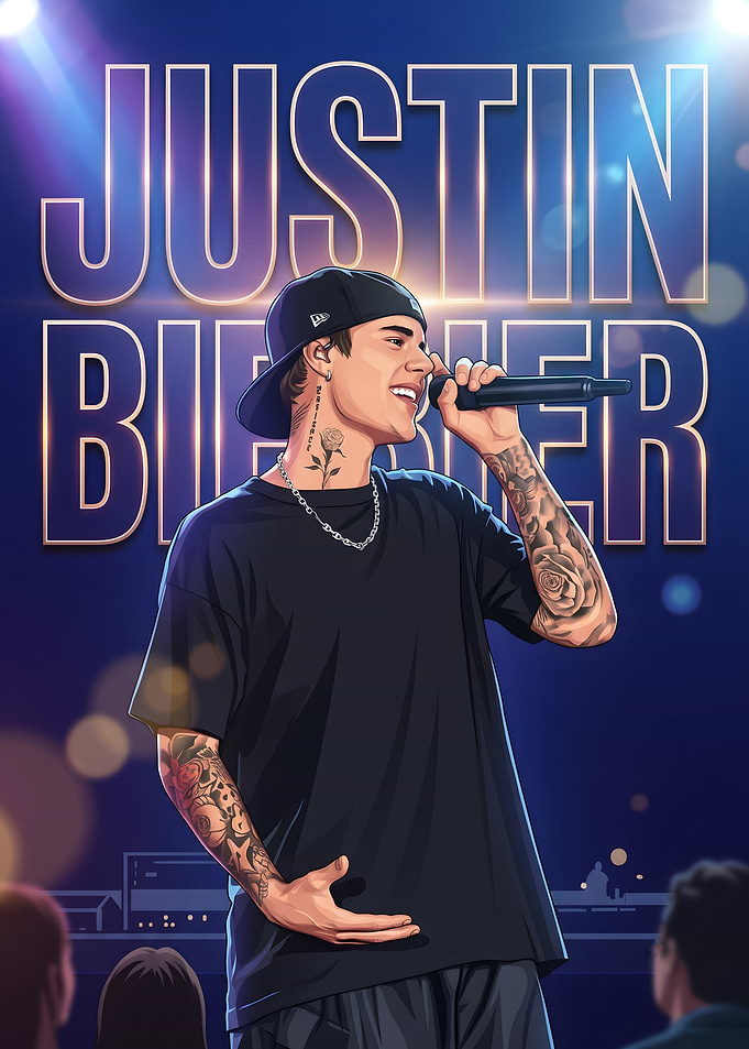Justin Bieber Concert Performance Illustration
