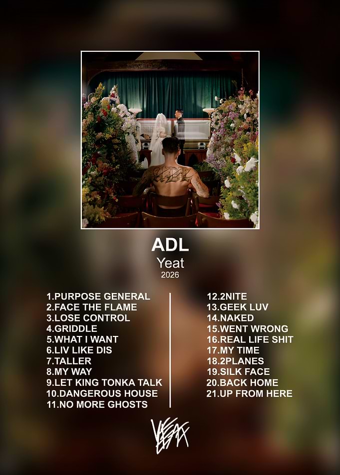 Yeat ADL Album Tracklist Poster